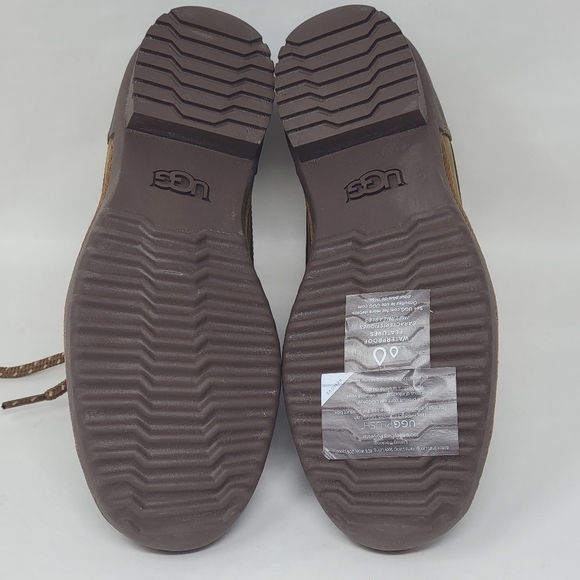 UGG Greda Waterproof Duck Boot Brown Leather Suede 1112650 Women’s Size 5 New - Picture 12 of 13